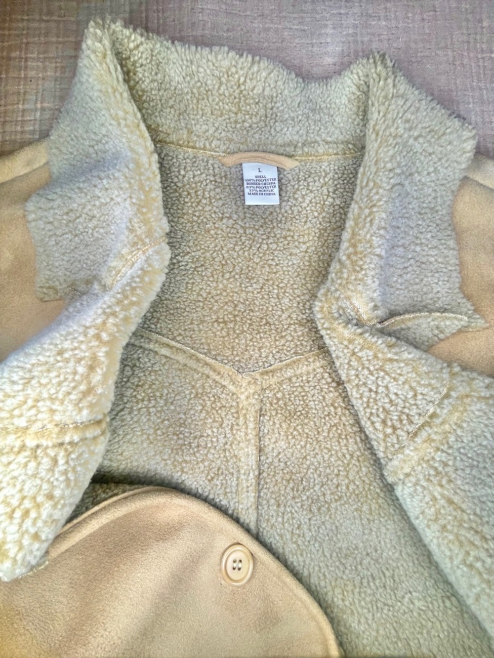 Perry Ellis Faux Suede‎ Sherpa Western Rancher Jacket NWT L Cozy Luxe - Picture 7 of 9
